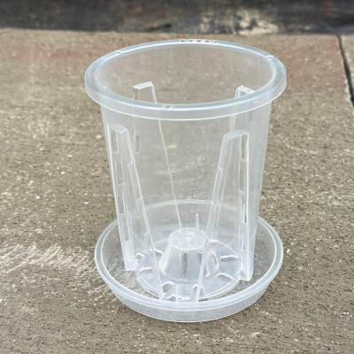 Clear Orchid Pots w/ Saucer 4in - Pack of 5